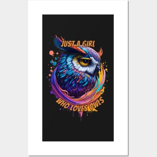 Just A Girl Who Loves Owls Splash Art Posters and Art